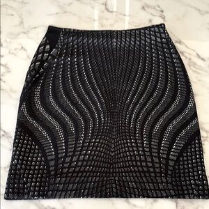 Diane Von Furstenberg Black Mini Pencil Skirt with Cut Out